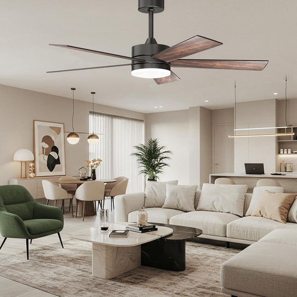 52 Inch Modern Ceiling Fan with Remote Control, 3CCT,Timer, Quite Reversible DC Motors