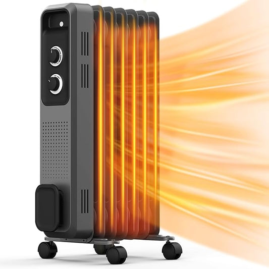 Portable space heater with glowing elements on a white background