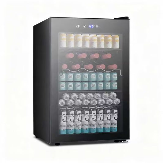Beverage Refrigerator Cooler 4.5 Cu.Ft,145 Can Mini Fridge with Glass Door  W58128BH