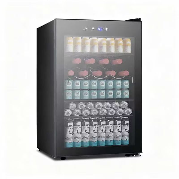 Beverage Refrigerator Cooler 4.5 Cu.Ft,145 Can Mini Fridge with Glass Door  W58128BH