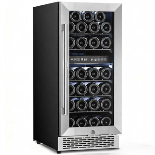 15 Inch Wine Cooler Refrigerator with Stainless Steel Double-Layer Tempered Glass Door W4888S
