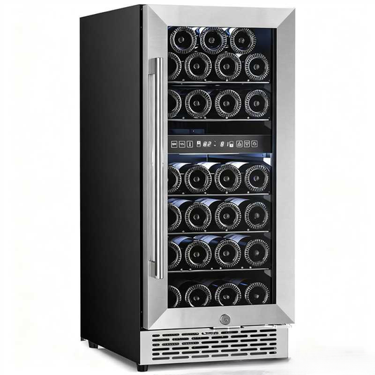 15 Inch Wine Cooler Refrigerator with Stainless Steel Double-Layer Tempered Glass Door W4888S