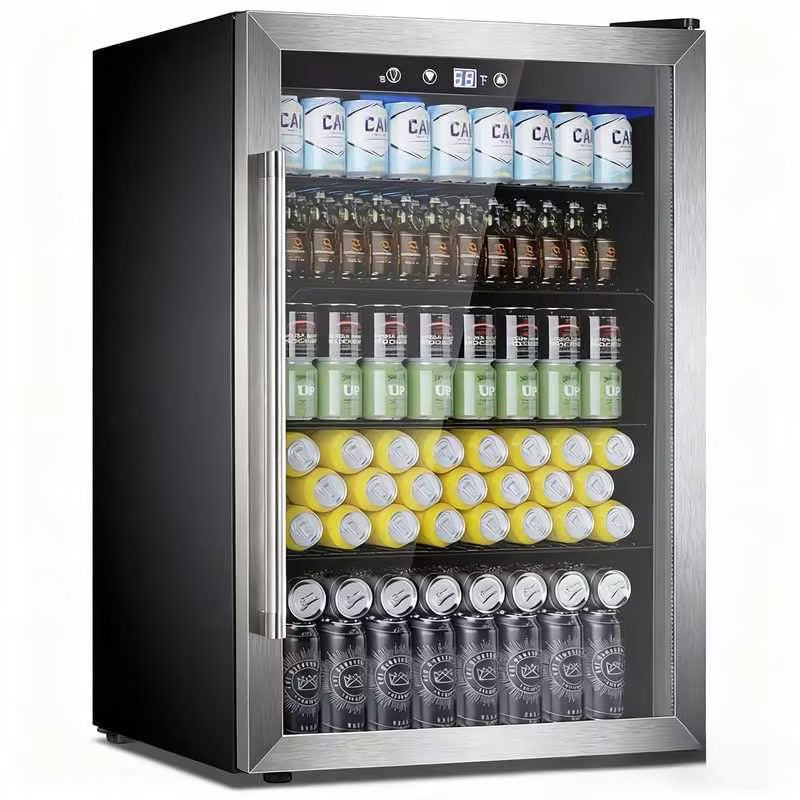 Beverage Refrigerator Cooler 4.4 Cu.Ft,145 Can Mini Fridge with Glass Door W58128SSH