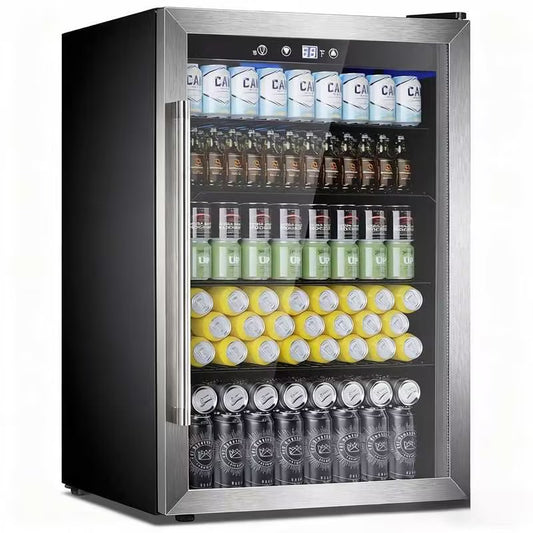 Beverage Refrigerator Cooler 4.4 Cu.Ft,145 Can Mini Fridge with Glass Door W58128SSH
