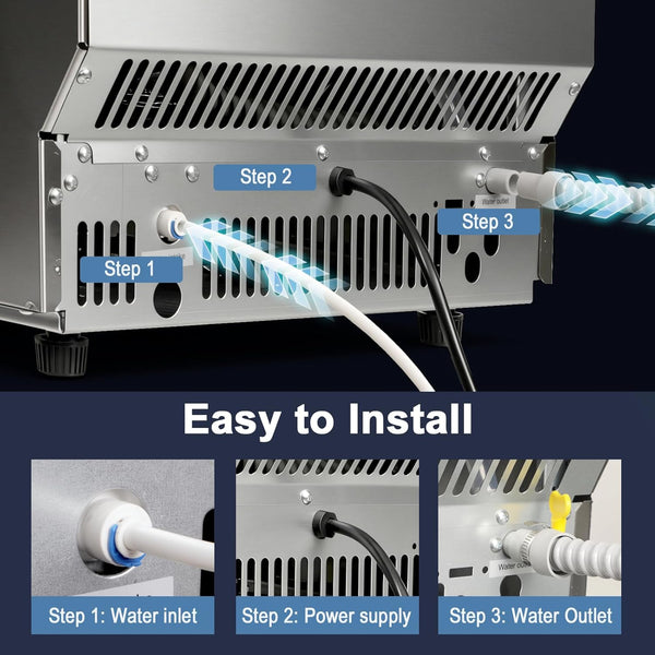 Step-by-step guide on how to install a water system with labeled steps and visual aids.