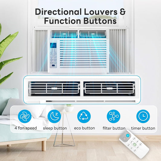 Aglucky Air Conditioner Window Mounted Room AC Unit, 6000 Btu Cools up to 250 Sq. Ft, White+1pcs A8506W-6K