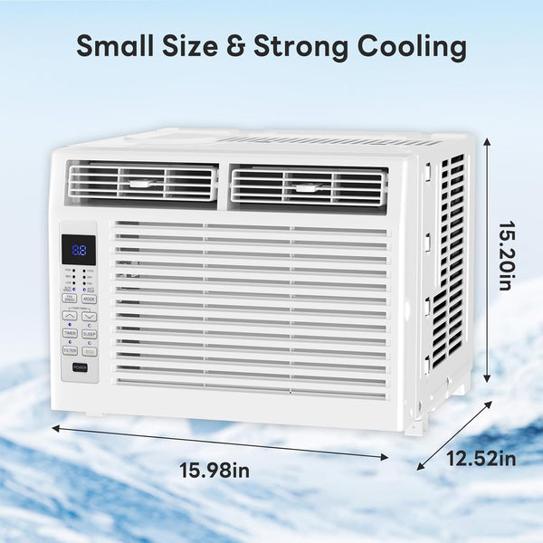 Aglucky Air Conditioner Window Mounted Room AC Unit, 6000 Btu Cools up to 250 Sq. Ft, White+1pcs A8506W-6K