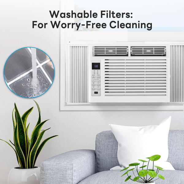 Aglucky Air Conditioner Window Mounted Room AC Unit, 6000 Btu Cools up to 250 Sq. Ft, White+1pcs A8506W-6K
