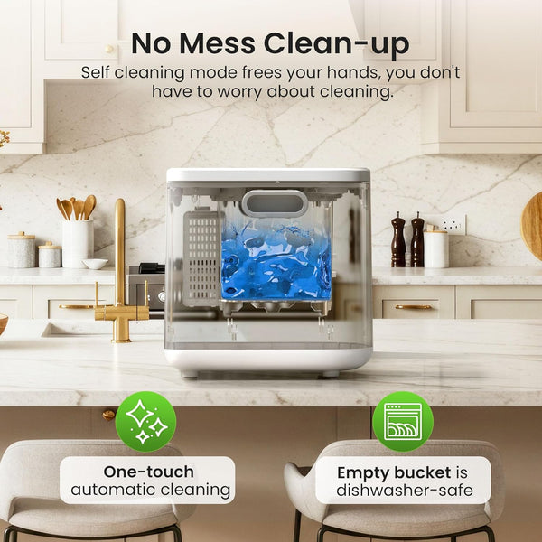 Dishwasher with self-cleaning mode in a kitchen setting