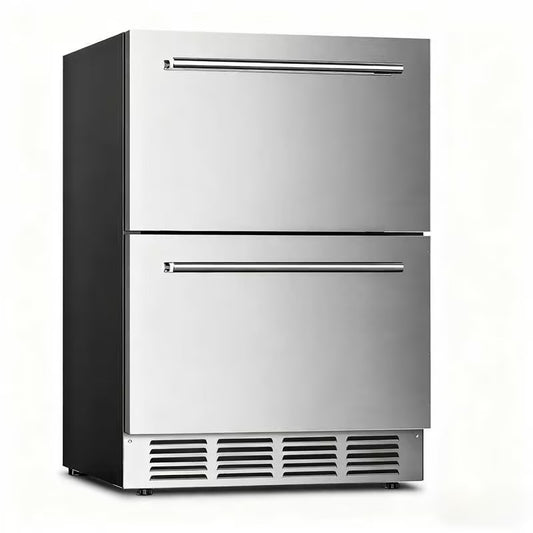Under Counter Refrigerator, 24 Inch Double Drawer Beverage Fridge F58145
