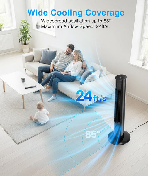 36-inchTower Fan Oscillating Fan, 3 Speeds Wind Modes