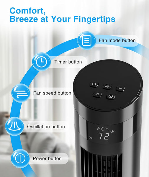 36-inchTower Fan Oscillating Fan, 3 Speeds Wind Modes