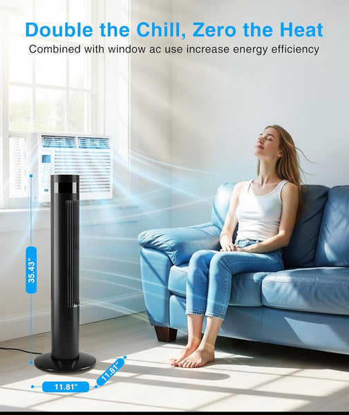 36-inchTower Fan Oscillating Fan, 3 Speeds Wind Modes