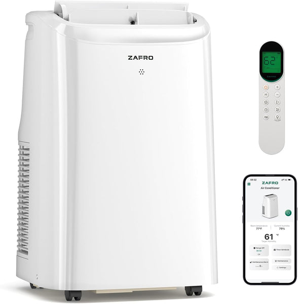 8000 BTU Portable AC, Portable AC 3-IN-1 Portable Air Conditioners with Drainage-free Cooling, 24Hrs Timer with APP/Remote/Timer/LED Display