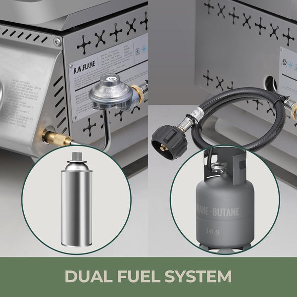 3-Burner Tabletop Portable Propane Gas Grill with Detachable Griddle,24,000 BTU Compact Outdoor BBQ TG0130K