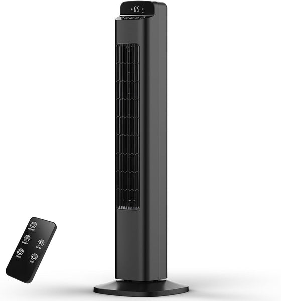 Smart Tower Fan for Bedroom, 25ft/s Velocity Floor Fan with 5 Speeds, Quiet Standing Fan with 3 Modes&12H Timer