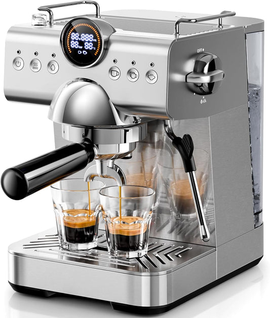 Espresso Machine with Cold Brew, Professional Espresso Maker with Milk Frother Steam Wand for Latte & Cappuccino, Espresso Coffee Machine with LED Display for Home CM8057
