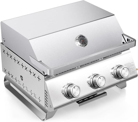 3-Burner Tabletop Portable Propane Gas Grill with Detachable Griddle,24,000 BTU Compact Outdoor BBQ TG0130K