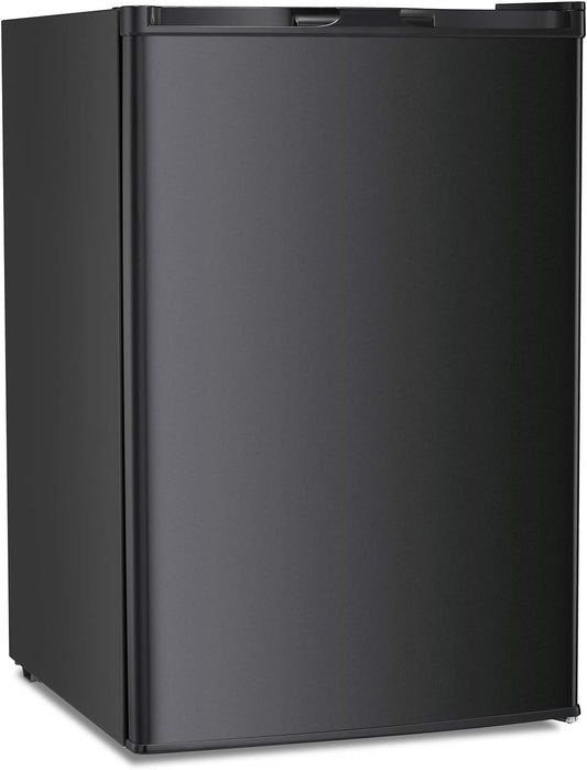 Black refrigerator on a white background