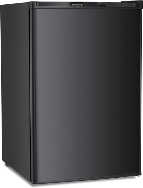 Black refrigerator on a white background