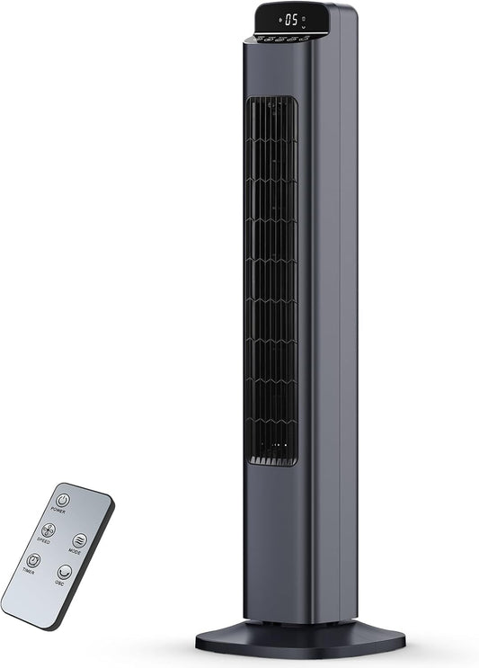 Smart Tower Fan for Bedroom, 25ft/s Velocity Floor Fan with 5 Speeds, Quiet Standing Fan with 3 Modes&12H Timer