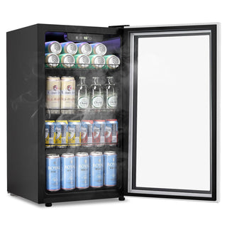 Auseo 3.2 Cu.ft Beverage Refrigerator Cooler -120 Can Mini Fridge with Glass Door, Small Refrigerator with Adjustable Shelves for Soda Beer or Wine, Perfect for Home/Bar/Office agluckyshop