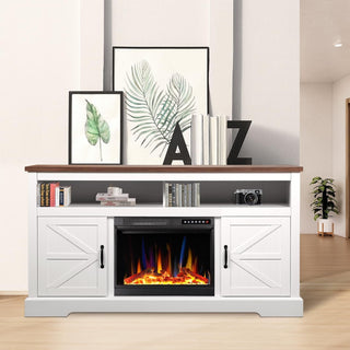 Auseo 48'' Electric Fireplace Mantel，Remote Control, Adjustable LED Flame, 750W/1500W Free Standing Fireplace（White） agluckyshop