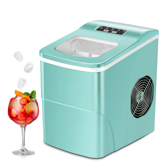 Aglucky Ice Maker Countertop, 9Pcs/8Mins, 26lbs/24H, Portable Ice Cube Maker with Scoop and Basket, for Party/Home/Office - (Green) agluckyshop