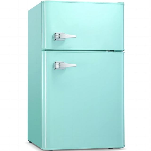 Besttey 3.1 Cu.ft Mini Fridge with Freezer Two Door, Stainless Steel, Compact Size & Low Noise Defrost for Home Office Dormitory, Green