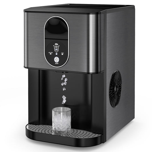 Besttey 44lbs Stainless Steel Countertop Nugget Ice Maker, Self-Cleaning Pellet Ice Machine for Home, Office, Party, Commercial Use, Black agluckyshop