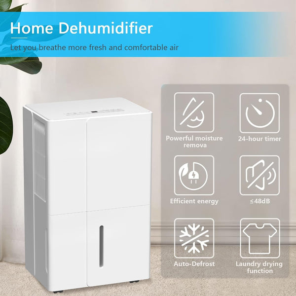 Dehumidfier, 50 Pints/Day LCD display Auto Defrosting Low noise Timer
