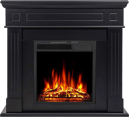 "Electric Fireplace Mantel Wooden Surround Firebox
