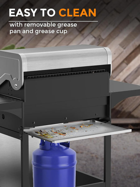 4-Burner BBQ Propane Gas Grill, 44000 BTU Stainless Steel Barbecue Grill
