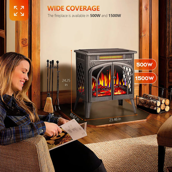 LHRIVER  25 Inch Electric Fireplace Stove Heater
