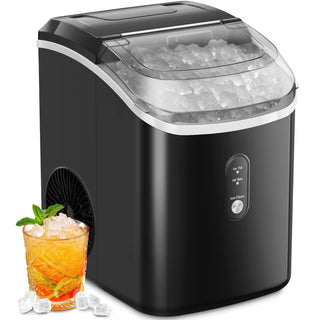 JOY PEBBLE 33lbs Countertop Ice Maker, Crushed Nugget Ice Type with Scoop, Cubes Ready in 10 Mins, Black agluckyshop