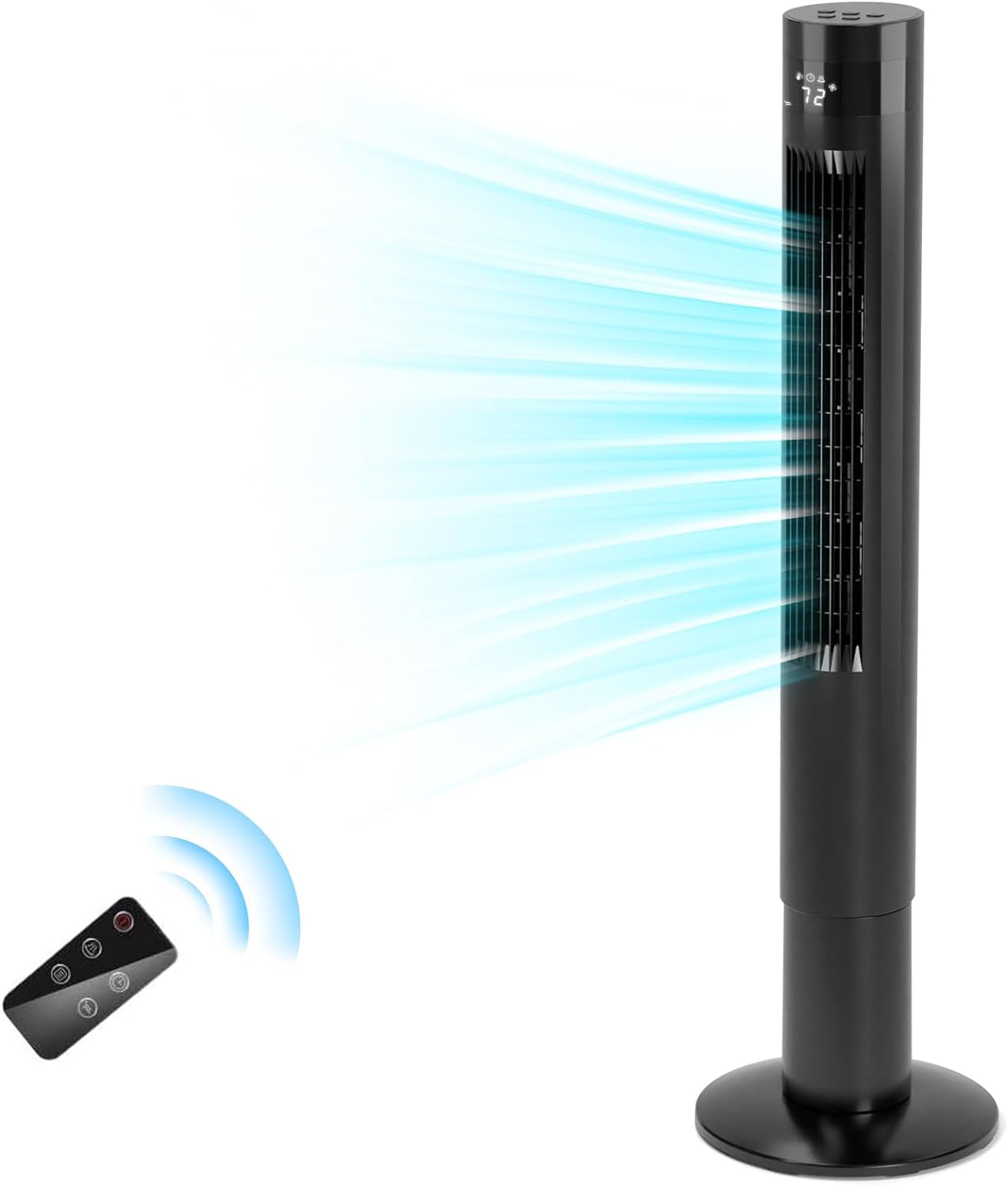 43 inch Tower Fan Portable Electric Oscillating Fan Quiet Remote Control Bladeless Floor Fan 3-Spped Wind Mode 12H Timer Bedroom Office White