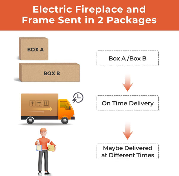 43” Electric Fireplace Mantel Wooden Surround Firebox, TV Stand with Freestanding Electric Fireplace, Remote Control, Adjustable Led Flame, 750W/1500w