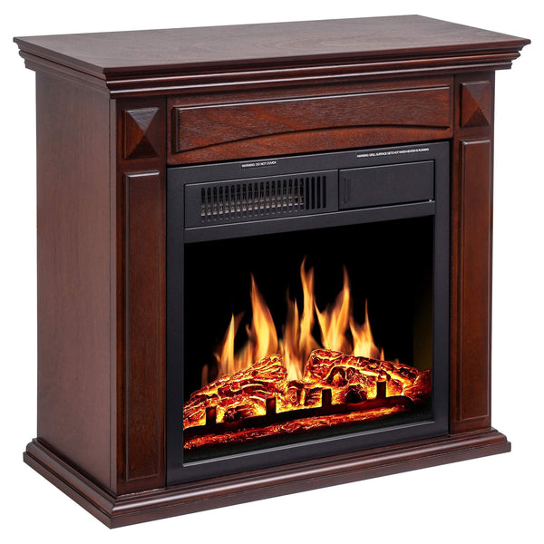 KISSAIR 26’’ Mantel Electric Fireplace Heater Small Freestanding Infrared Quartz Fireplace Stove Heater w/Log Hearth& Wood Surround Firebox, Adjustable Led Flame, Remote Control, 750W-1500W