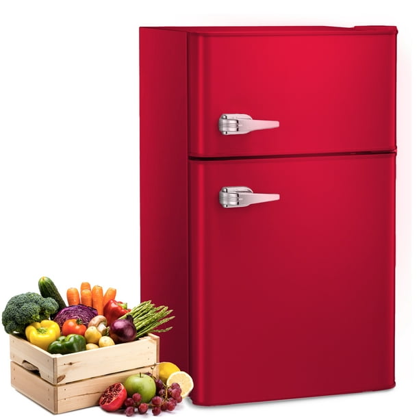 KISSAIR Mini Fridge 3.1Cu.ft 115 Volt 60 Hz AC Low Noise Adjustable Temperature Suitable for Kitchen Living Room Office and Dormitory Red