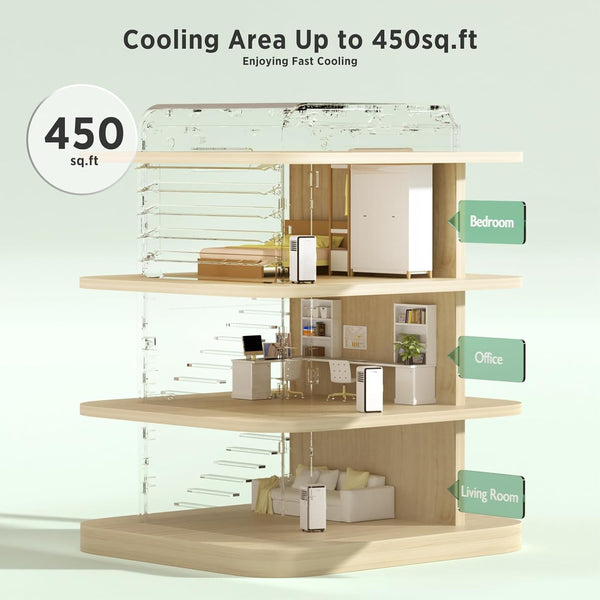 10,000 BTU  Portable Air Conditioners Cool Room Up to 450 Sq.Ft, 4 Modes Portable AC with Remote/LED Display/24Hrs Timer