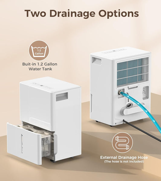 1500 Sq. Ft DehumidifierDehumidifier with Wheels,22 Pints, 4 Modes, LED Display, 24H Timer, Whisper-Quiet, 1.2 Gallon Tank