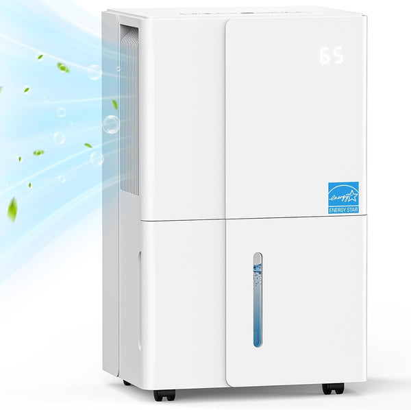 1500 Sq. Ft DehumidifierDehumidifier with Wheels,22 Pints, 4 Modes, LED Display, 24H Timer, Whisper-Quiet, 1.2 Gallon Tank