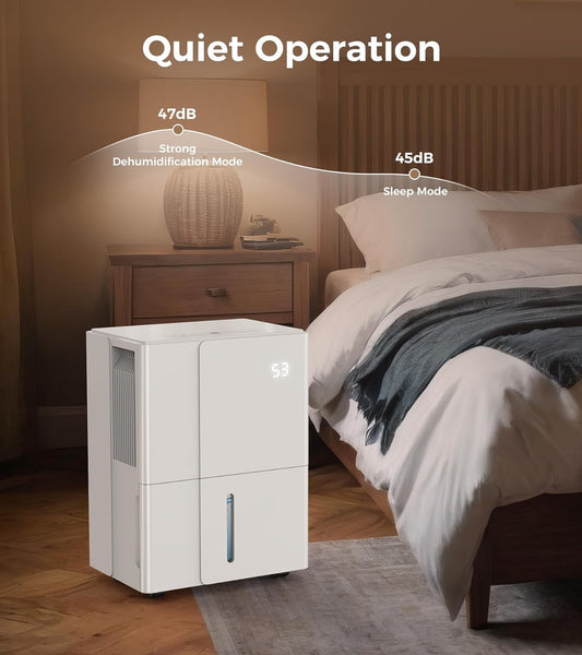 1500 Sq. Ft DehumidifierDehumidifier with Wheels,22 Pints, 4 Modes, LED Display, 24H Timer, Whisper-Quiet, 1.2 Gallon Tank