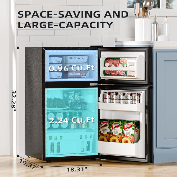 Aglucky 3.2 Cu.Ft,Mini Refrigerator with Freezer F5887