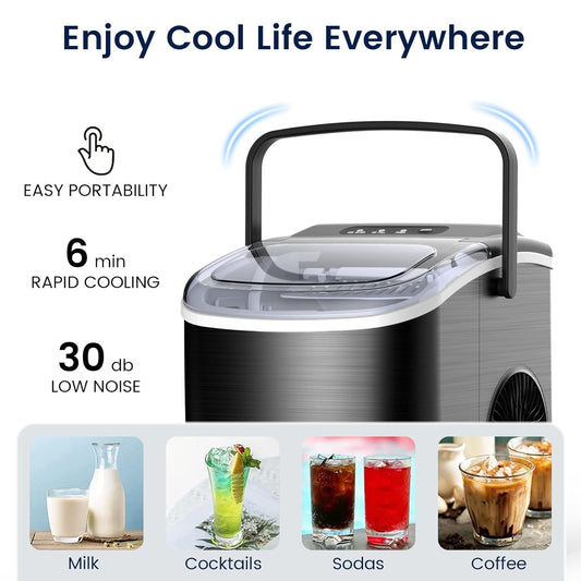 AGLUCKY Stainless Steel Countertop Ice Maker