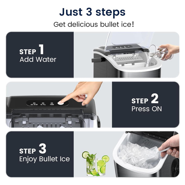 AGLUCKY Stainless Steel Countertop Ice Maker