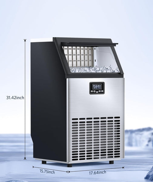 Commercial Crescent Ice Makers Machine Stainless Steel Makers 120 Lbs/24H with 33 Pounds Storage Capacity Crescent Ice Cubes Freestanding Party/Bar/Restaurant