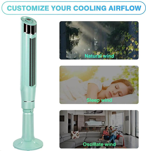 59” Black Tower Fan with Oscillation Remote Control agluckyshop