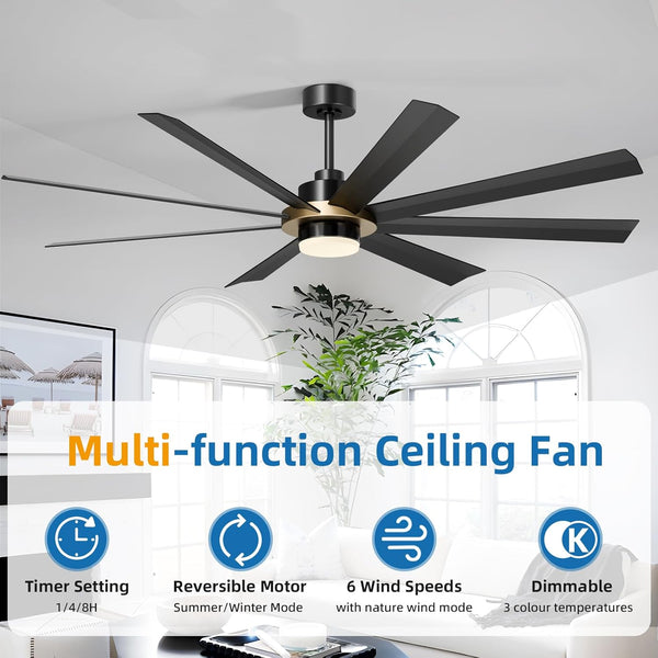 Light Ceiling Fans, 60 inch Low Profile Ceiling Fan with Light and Remote Control, Flush Mount, Reversible, 1-8h Timer, Dimmable, Noiseless