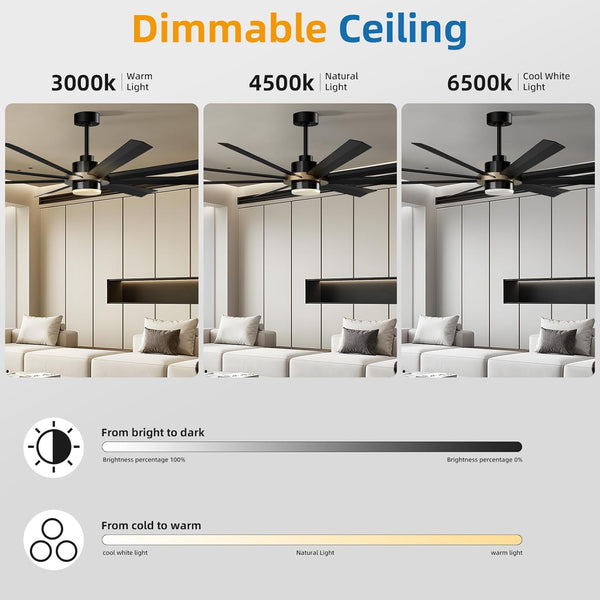 Light Ceiling Fans, 60 inch Low Profile Ceiling Fan with Light and Remote Control, Flush Mount, Reversible, 1-8h Timer, Dimmable, Noiseless